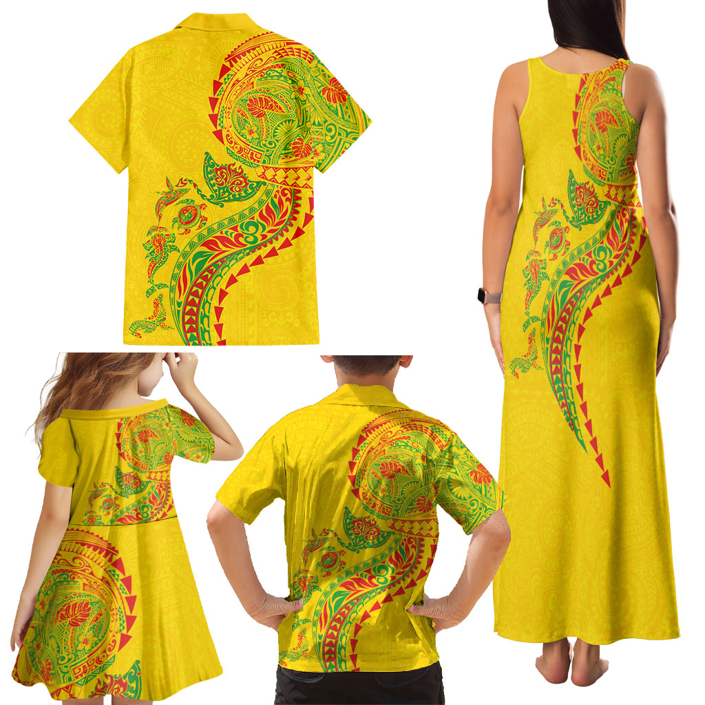 Hawaiian Kakau Tribal Sea Animals Tattoos Family Matching Tank Maxi Dress and Hawaiian Shirt Kanaka Maoli Flag Color Inspired LT03 - Polynesian Pride