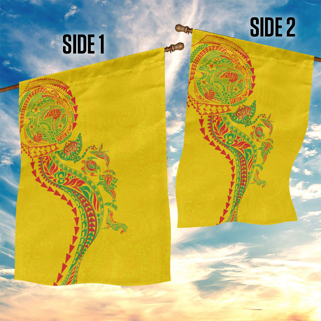 Hawaiian Kakau Tribal Sea Animals Tattoos Garden Flag Kanaka Maoli Flag Color Inspired