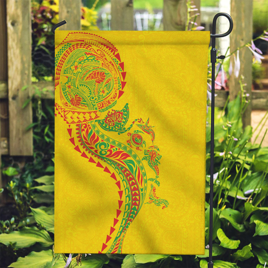 Hawaiian Kakau Tribal Sea Animals Tattoos Garden Flag Kanaka Maoli Flag Color Inspired