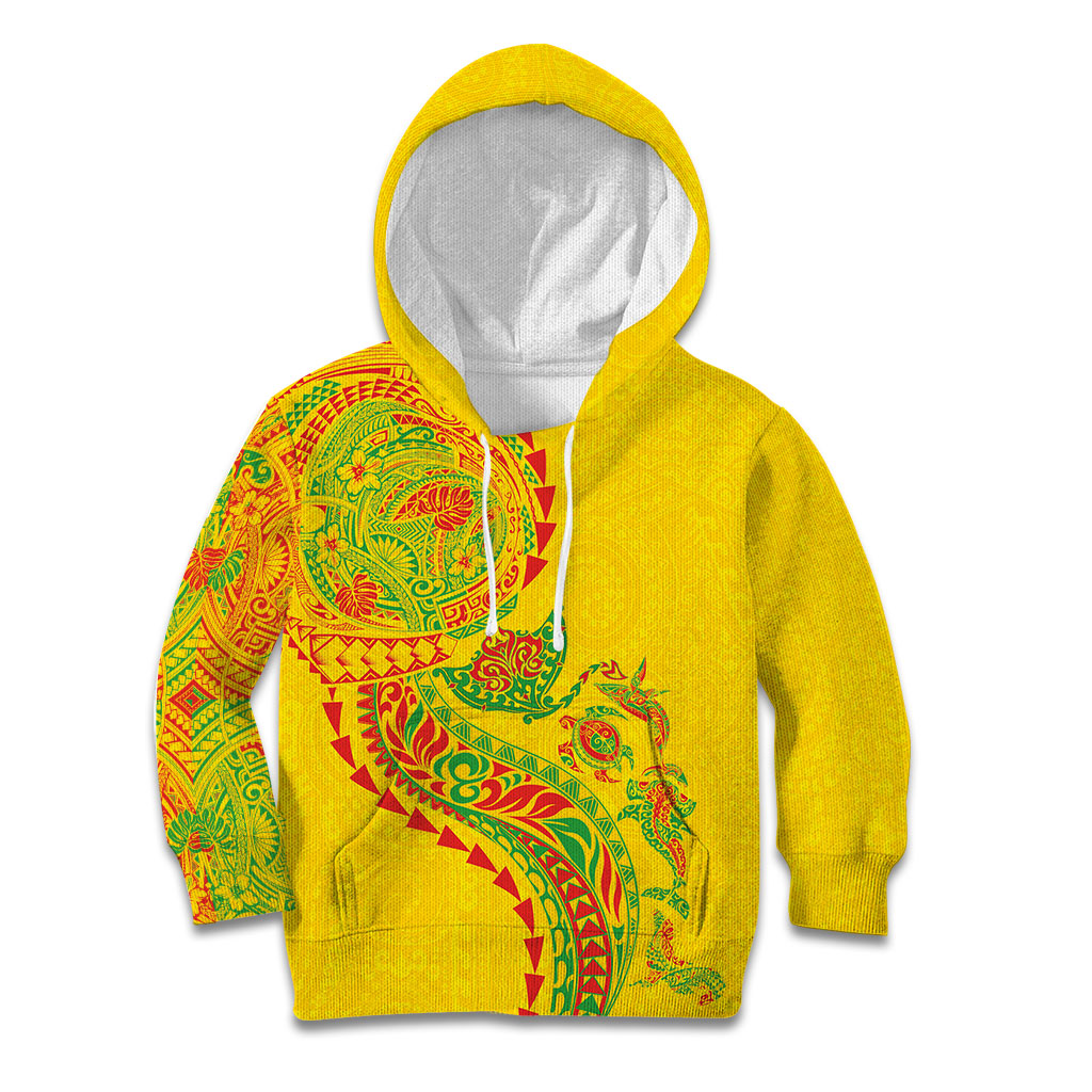 Hawaiian Kakau Tribal Sea Animals Tattoos Kid Hoodie Kanaka Maoli Flag Color Inspired