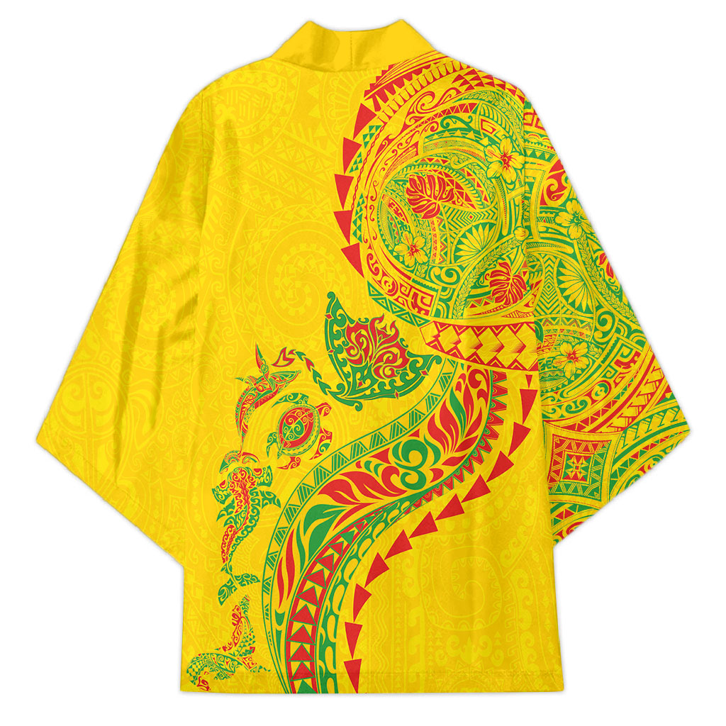 Hawaiian Kakau Tribal Sea Animals Tattoos Kimono Kanaka Maoli Flag Color Inspired