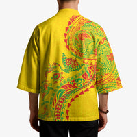 Hawaiian Kakau Tribal Sea Animals Tattoos Kimono Kanaka Maoli Flag Color Inspired