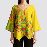 Hawaiian Kakau Tribal Sea Animals Tattoos Kimono Sleeve Blouse Kanaka Maoli Flag Color Inspired