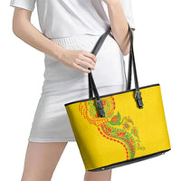 Hawaiian Kakau Tribal Sea Animals Tattoos Leather Tote Bag Kanaka Maoli Flag Color Inspired