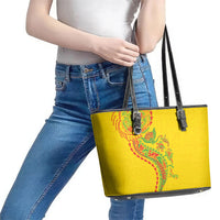 Hawaiian Kakau Tribal Sea Animals Tattoos Leather Tote Bag Kanaka Maoli Flag Color Inspired