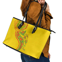 Hawaiian Kakau Tribal Sea Animals Tattoos Leather Tote Bag Kanaka Maoli Flag Color Inspired