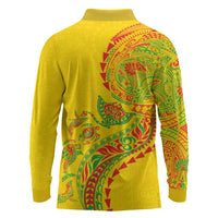 Hawaiian Kakau Tribal Sea Animals Tattoos Long Sleeve Polo Shirt Kanaka Maoli Flag Color Inspired