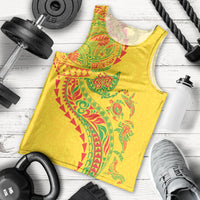 Hawaiian Kakau Tribal Sea Animals Tattoos Men Tank Top Kanaka Maoli Flag Color Inspired LT03 - Polynesian Pride