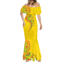 Hawaiian Kakau Tribal Sea Animals Tattoos Mermaid Dress Kanaka Maoli Flag Color Inspired