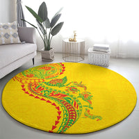 Hawaiian Kakau Tribal Sea Animals Tattoos Round Carpet Kanaka Maoli Flag Color Inspired
