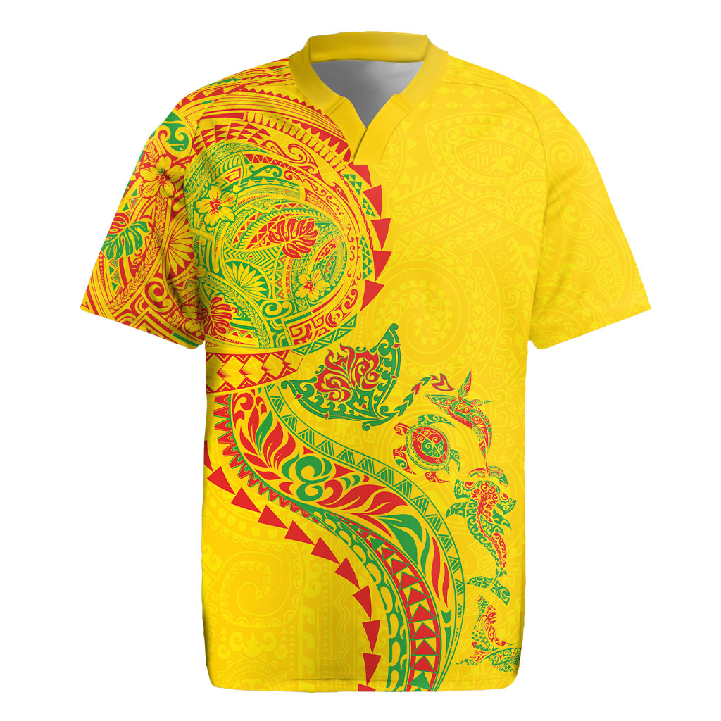 Hawaiian Kakau Tribal Sea Animals Tattoos Rugby Jersey Kanaka Maoli Flag Color Inspired