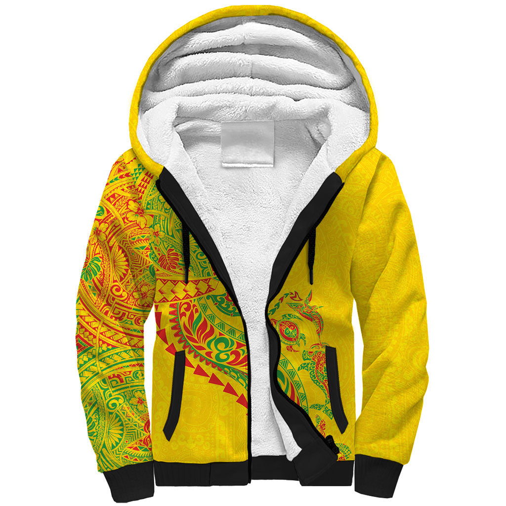 Hawaiian Kakau Tribal Sea Animals Tattoos Sherpa Hoodie Kanaka Maoli Flag Color Inspired LT03 Unisex Multicolor - Polynesian Pride