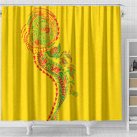 Hawaiian Kakau Tribal Sea Animals Tattoos Shower Curtain Kanaka Maoli Flag Color Inspired