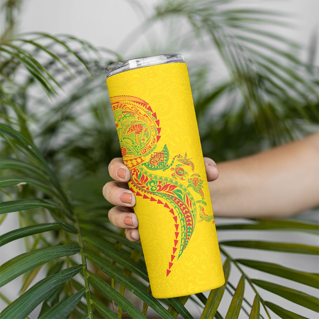 Hawaiian Kakau Tribal Sea Animals Tattoos Skinny Tumbler Kanaka Maoli Flag Color Inspired