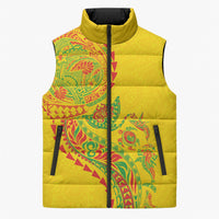 Hawaiian Kakau Tribal Sea Animals Tattoos Sleeveless Puffer Jacket Kanaka Maoli Flag Color Inspired