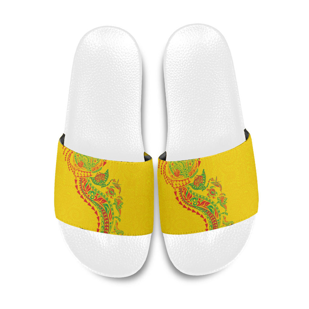 Hawaiian Kakau Tribal Sea Animals Tattoos Slide Sandals Kanaka Maoli Flag Color Inspired