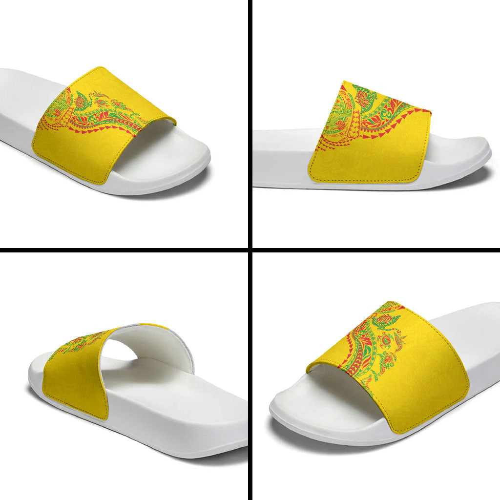 Hawaiian Kakau Tribal Sea Animals Tattoos Slide Sandals Kanaka Maoli Flag Color Inspired