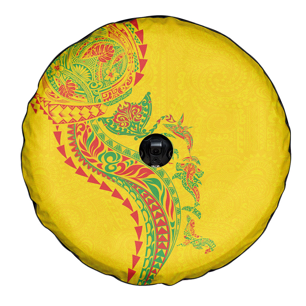 Hawaiian Kakau Tribal Sea Animals Tattoos Spare Tire Cover Kanaka Maoli Flag Color Inspired