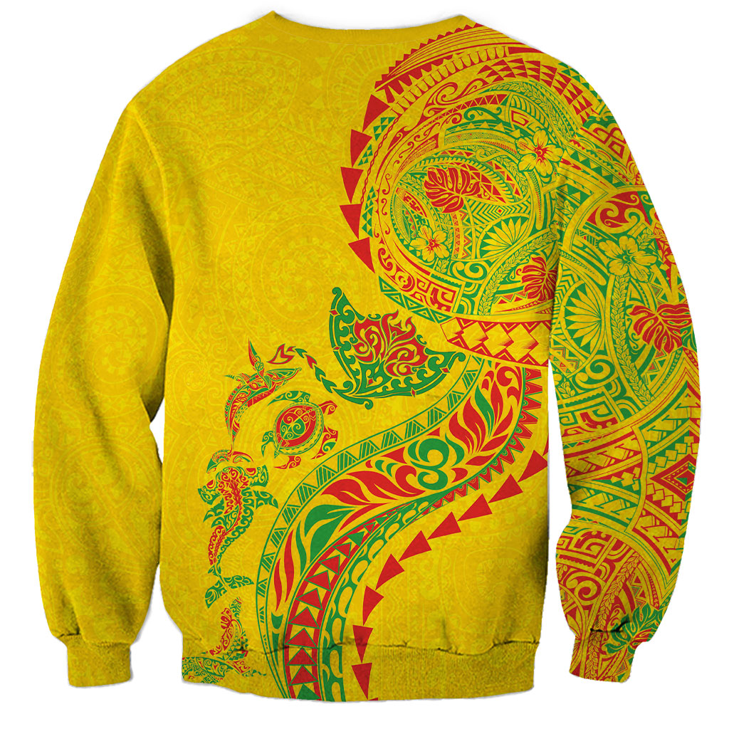 Hawaiian Kakau Tribal Sea Animals Tattoos Sweatshirt Kanaka Maoli Flag Color Inspired