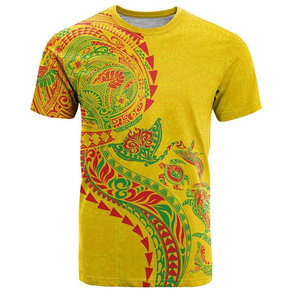 Hawaiian Kakau Tribal Sea Animals Tattoos T Shirt Kanaka Maoli Flag Color Inspired