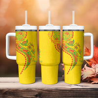 Hawaiian Kakau Tribal Sea Animals Tattoos Tumbler With Handle Kanaka Maoli Flag Color Inspired