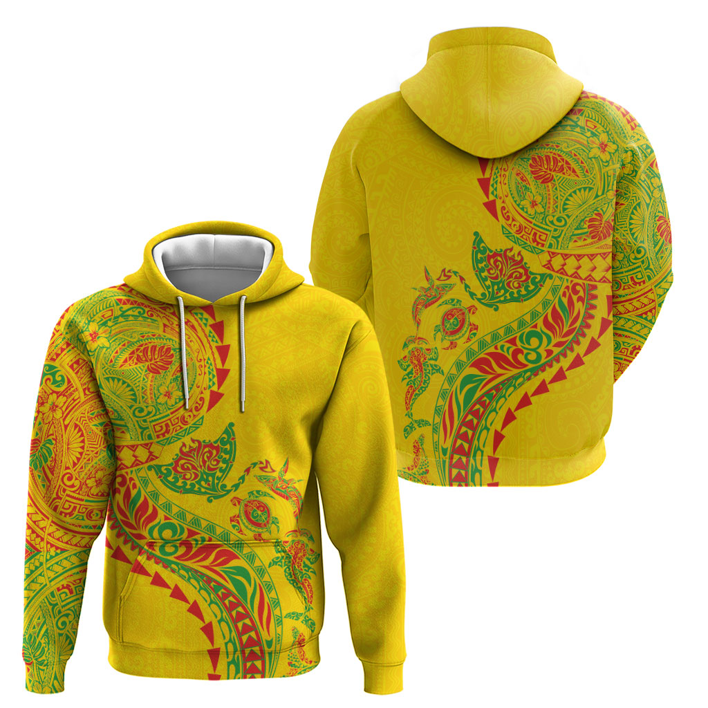 Hawaiian Kakau Tribal Sea Animals Tattoos Zip Hoodie Kanaka Maoli Flag Color Inspired