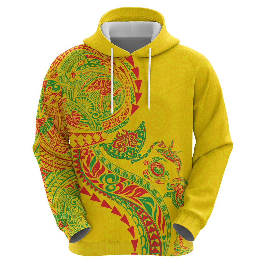 Hawaiian Kakau Tribal Sea Animals Tattoos Zip Hoodie Kanaka Maoli Flag Color Inspired