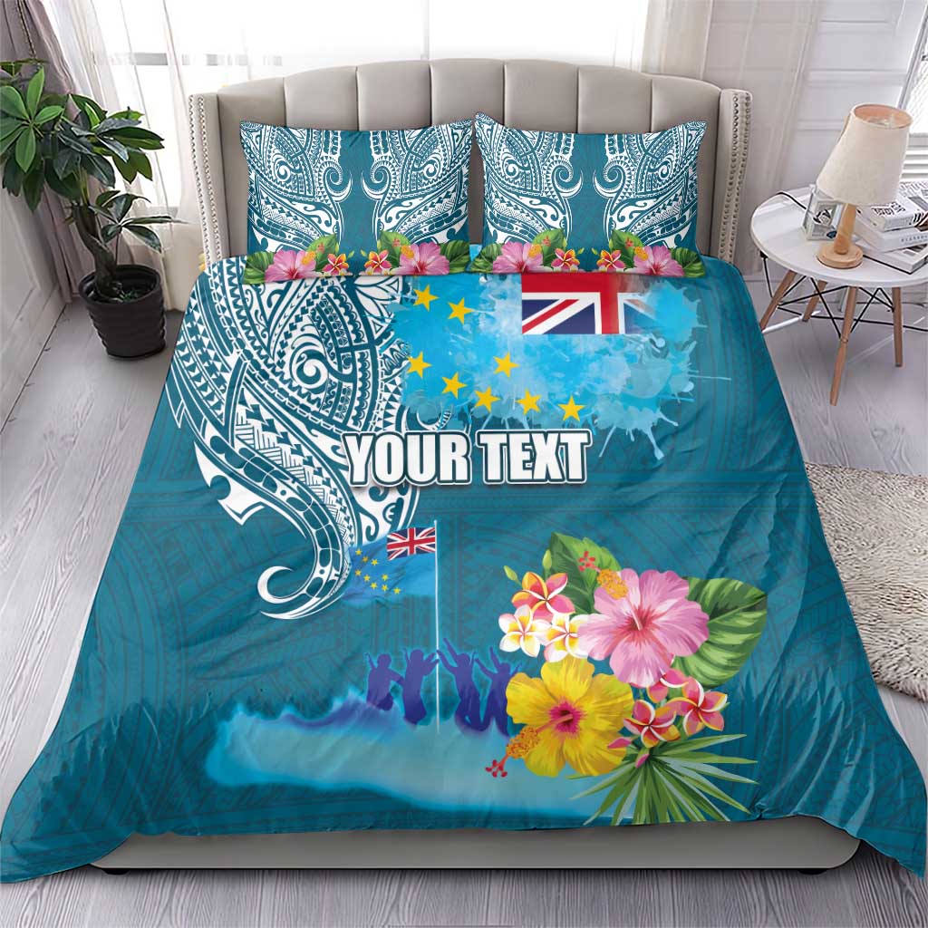 Personalised Tuvalu Independence Day Bedding Set Tuvaluan Tribal Flag Style