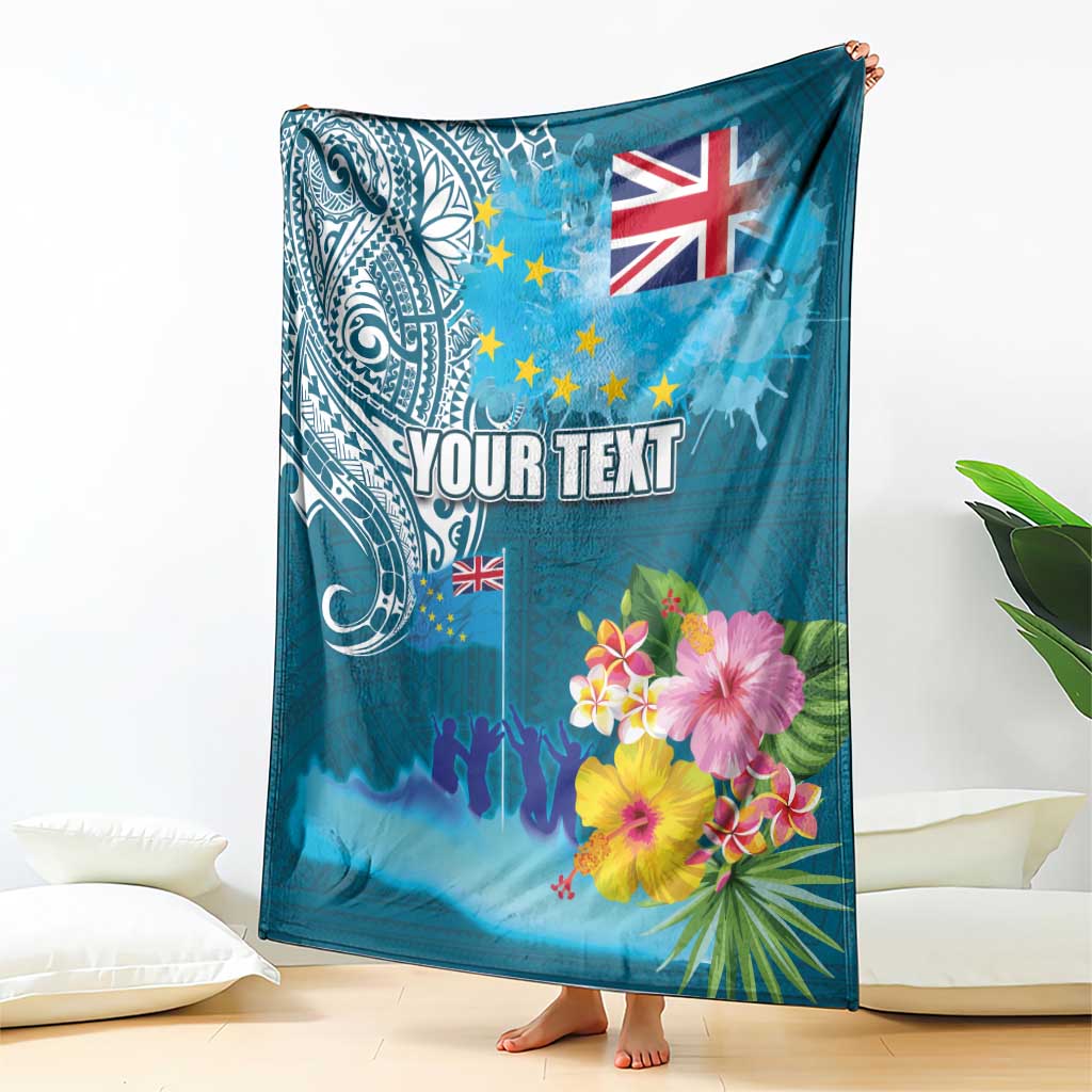 Personalised Tuvalu Independence Day Blanket Tuvaluan Tribal Flag Style