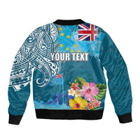 Personalised Tuvalu Independence Day Bomber Jacket Tuvaluan Tribal Flag Style