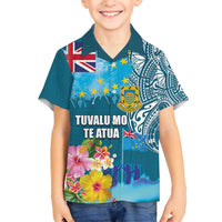 Personalised Tuvalu Independence Day Family Matching Summer Maxi Dress and Hawaiian Shirt Tuvaluan Tribal Flag Style
