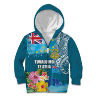 Personalised Tuvalu Independence Day Kid Hoodie Tuvaluan Tribal Flag Style