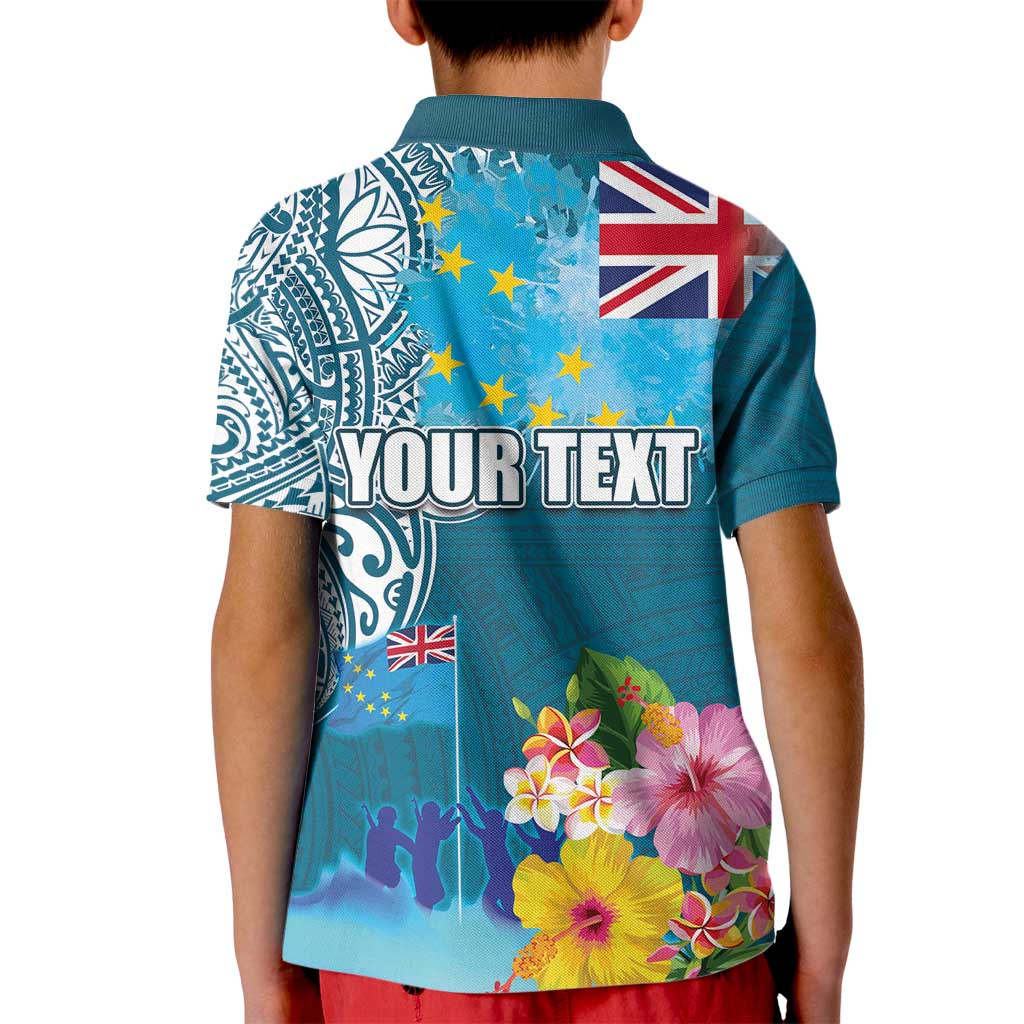 Personalised Tuvalu Independence Day Kid Polo Shirt Tuvaluan Tribal Flag Style LT03 - Polynesian Pride
