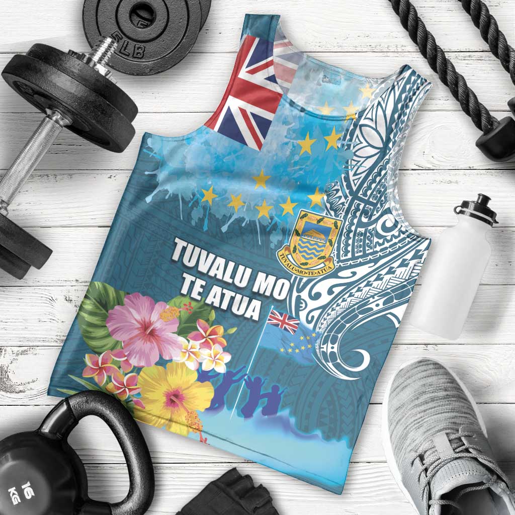 Personalised Tuvalu Independence Day Men Tank Top Tuvaluan Tribal Flag Style