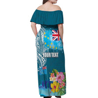 Personalised Tuvalu Independence Day Off Shoulder Maxi Dress Tuvaluan Tribal Flag Style LT03 - Polynesian Pride