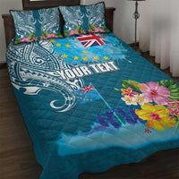Personalised Tuvalu Independence Day Quilt Bed Set Tuvaluan Tribal Flag Style LT03 Turquoise - Polynesian Pride