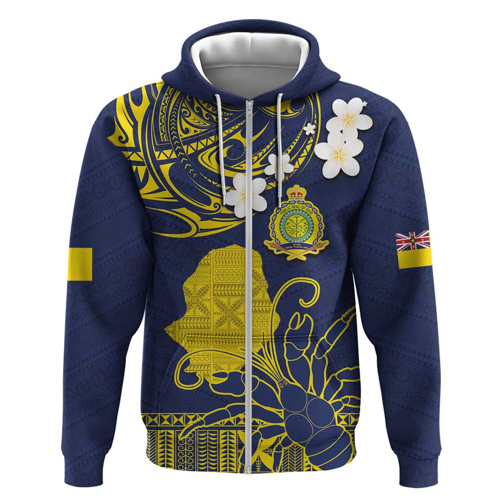 Niue Independence Day Hoodie Hiapo Pattern Fiti Pua and Uga LT03 Zip Hoodie Yellow - Polynesian Pride