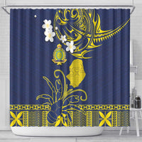 Niue Independence Day Shower Curtain Hiapo Pattern Fiti Pua and Uga