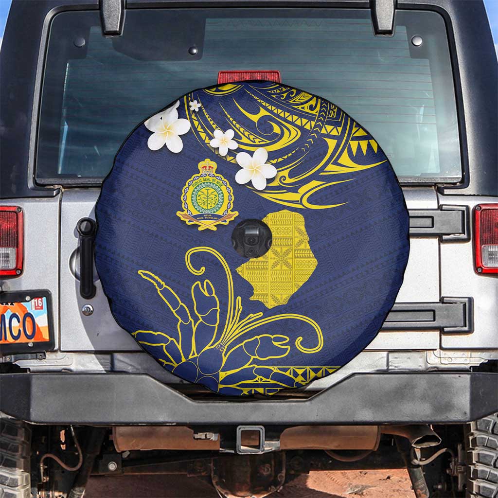 Niue Independence Day Spare Tire Cover Hiapo Pattern Fiti Pua and Uga LT03 Yellow - Polynesian Pride