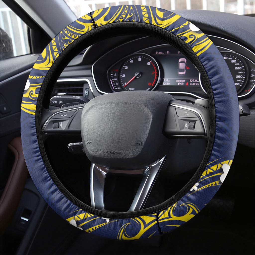Niue Independence Day Steering Wheel Cover Hiapo Pattern Fiti Pua and Uga