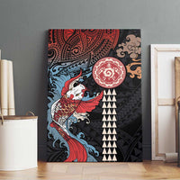 Hawaii and Japanese Together Canvas Wall Art Koi Fish and Kakau Pattern
