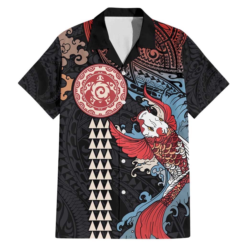 Hawaii and Japanese Together Family Matching Mermaid Dress and Hawaiian Shirt Koi Fish and Kakau Pattern