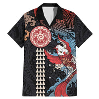 Hawaii and Japanese Together Family Matching Mermaid Dress and Hawaiian Shirt Koi Fish and Kakau Pattern