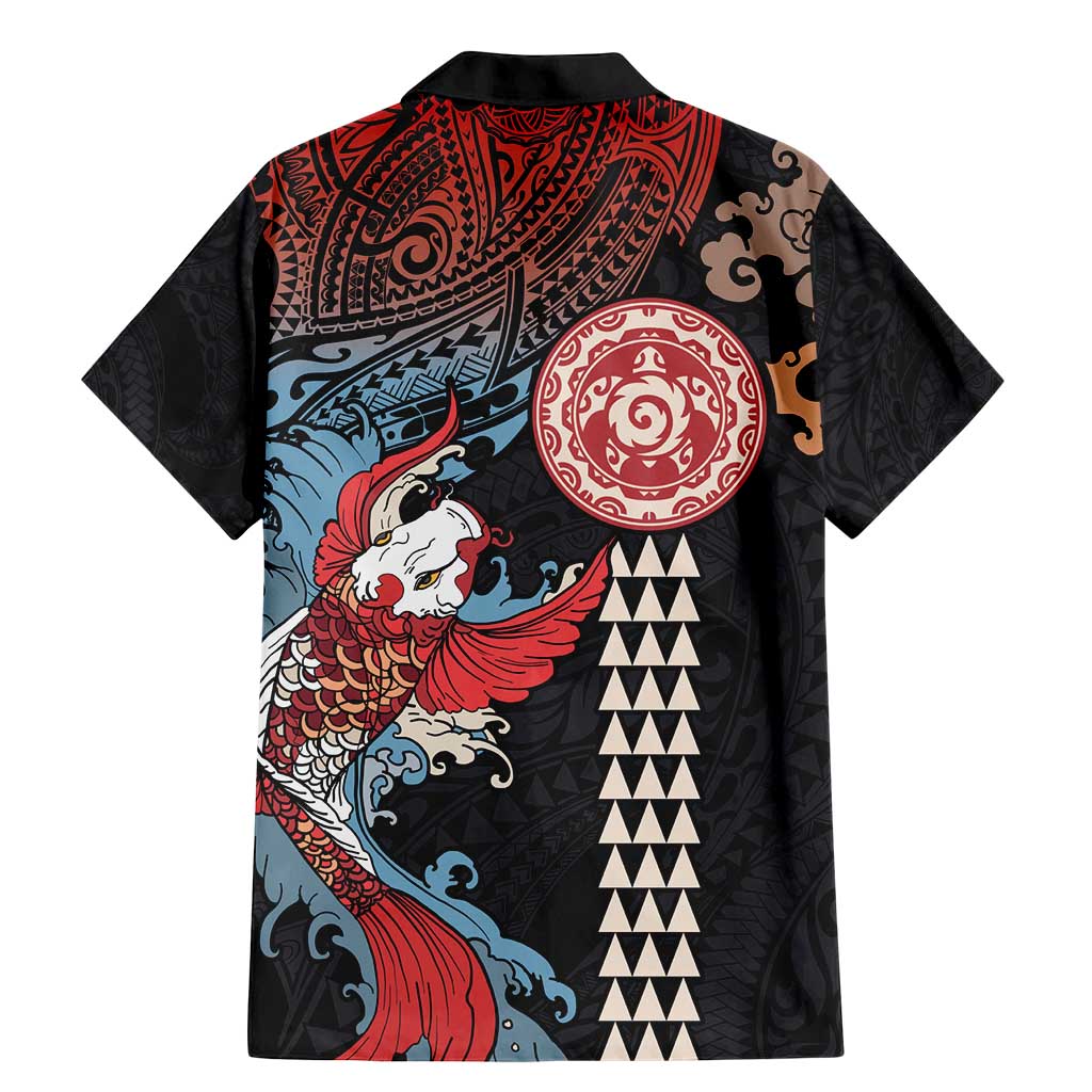 Hawaii and Japanese Together Family Matching Mermaid Dress and Hawaiian Shirt Koi Fish and Kakau Pattern