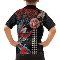 Hawaii and Japanese Together Kid Hawaiian Shirt Koi Fish and Kakau Pattern LT03 - Polynesian Pride