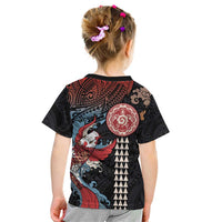 Hawaii and Japanese Together Kid T Shirt Koi Fish and Kakau Pattern LT03 - Polynesian Pride