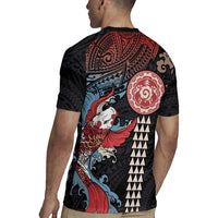 Hawaii and Japanese Together Rugby Jersey Koi Fish and Kakau Pattern