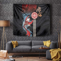 Hawaii and Japanese Together Tapestry Koi Fish and Kakau Pattern LT03 - Polynesian Pride