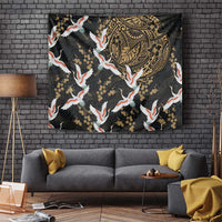 Hawaii and Japanese Together Tapestry Cranes Birds with Kakau Pattern LT03 - Polynesian Pride