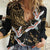 Hawaii and Japanese Together Women Casual Shirt Cranes Birds with Kakau Pattern